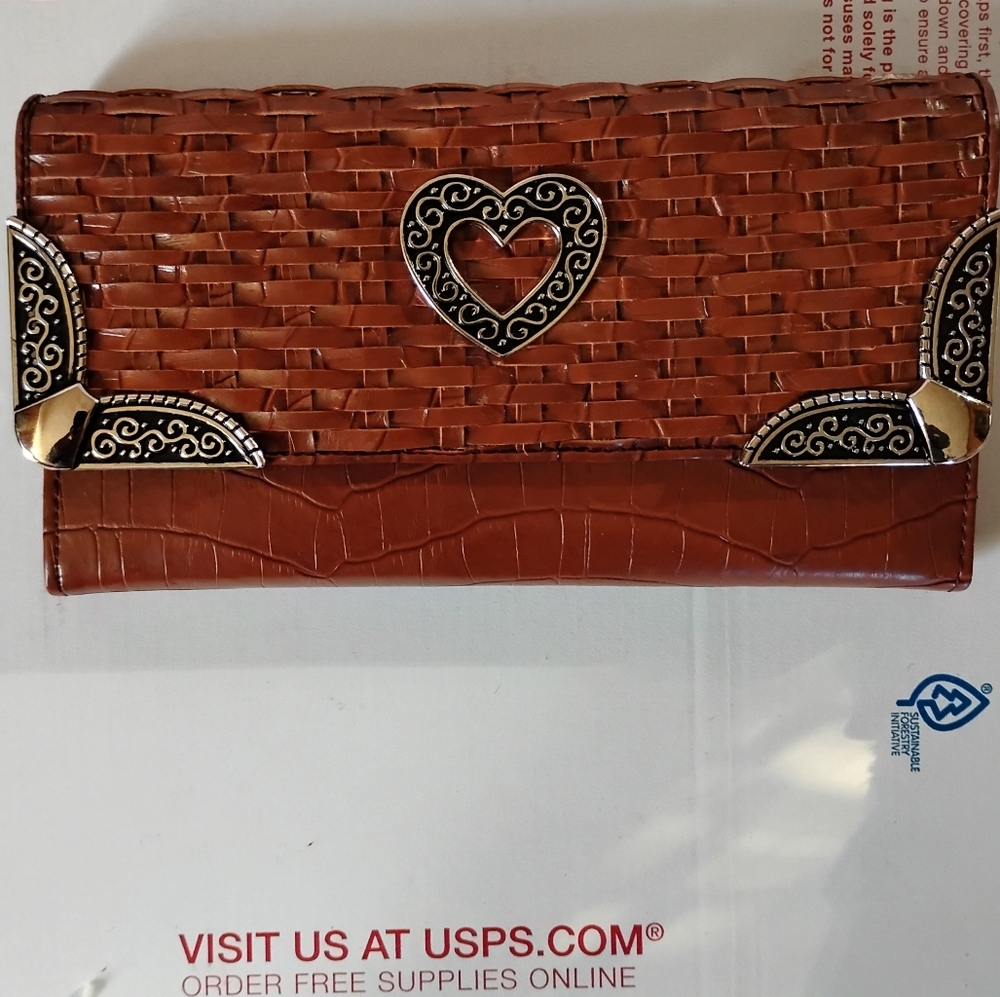 Texas Leather Manufacturing Woven Brown Wallet